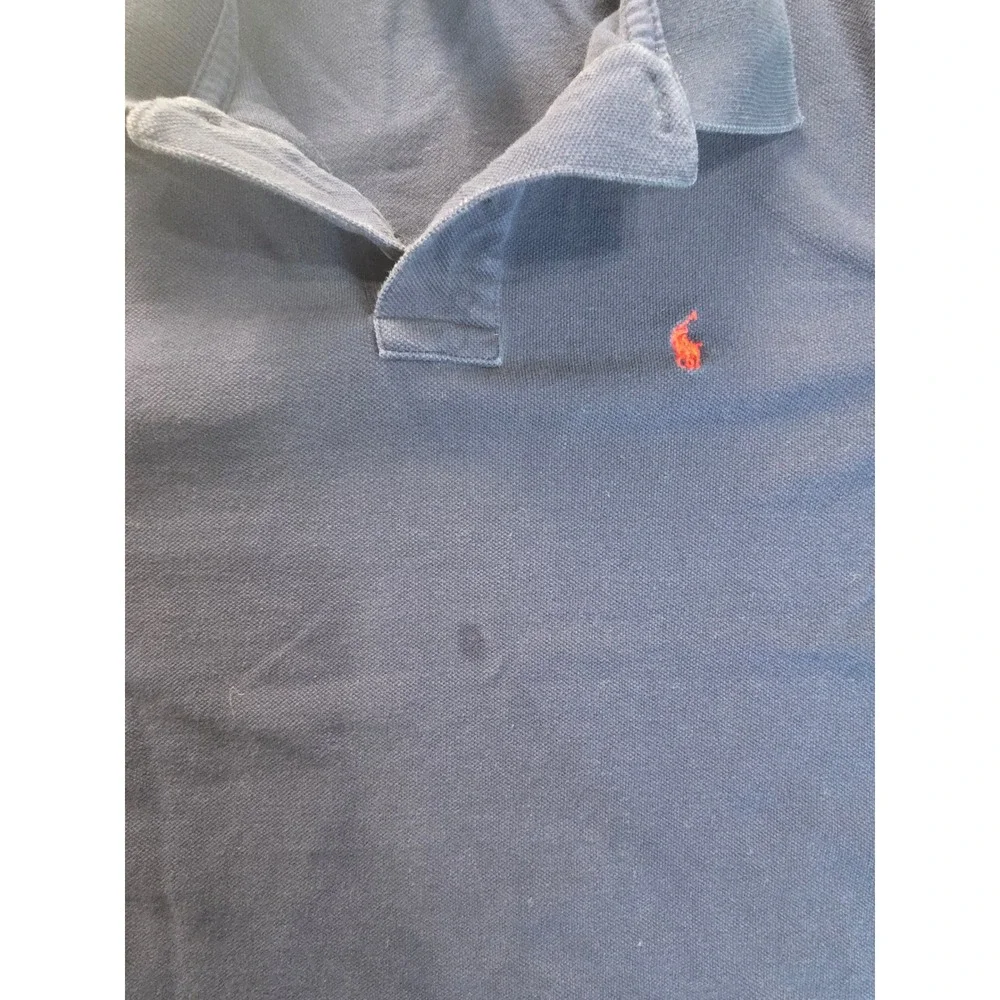 Polo Ralph‎ Lauren Mens Navy Blue Pique Cotton Short Sleeve Polo Shirt M 10-12